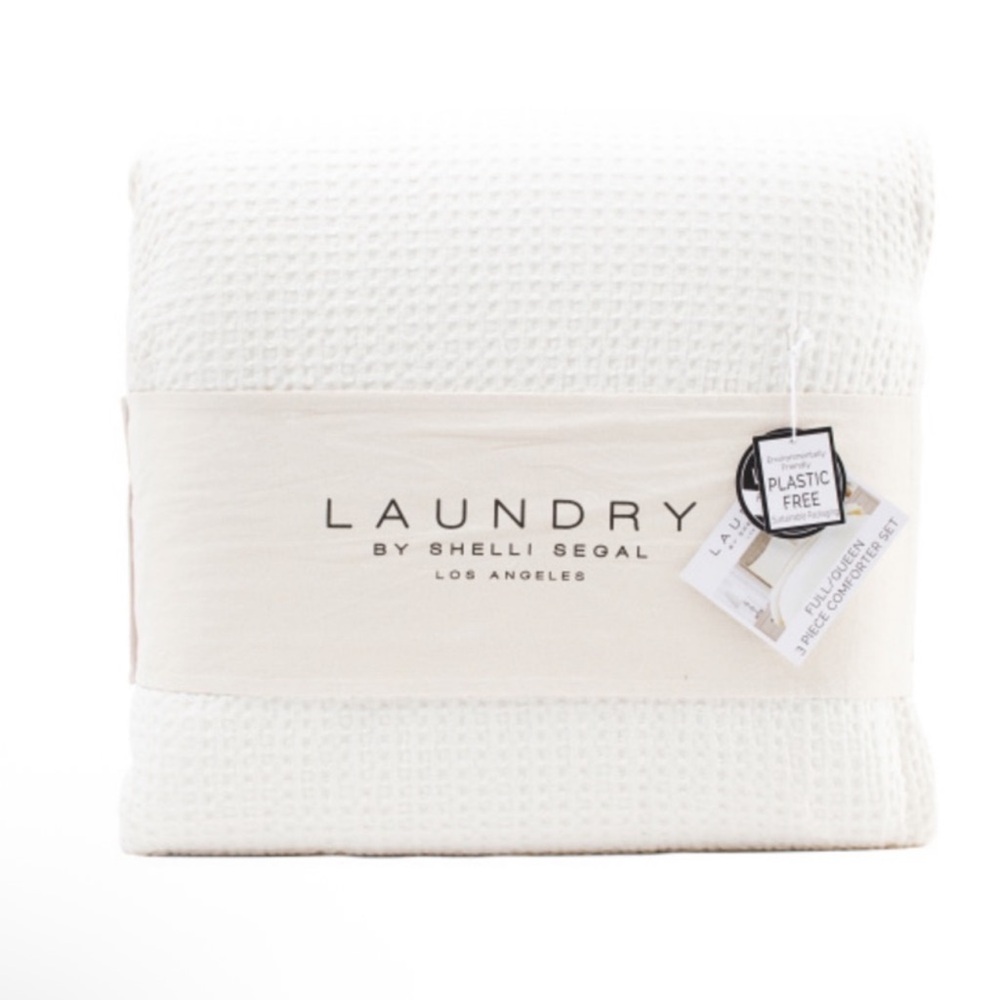 LAUNDRY 3pc Stonewash 100% Cotton Waffle Comforter Set